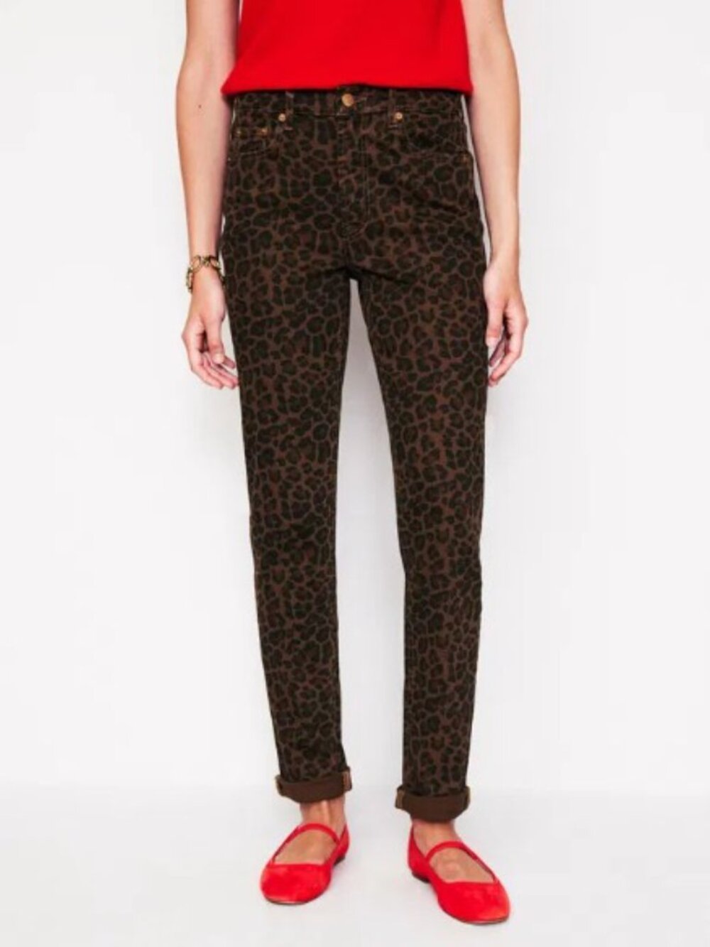 Boden Brown Leopard Print Girlfriend Jeans Sz 29 Long